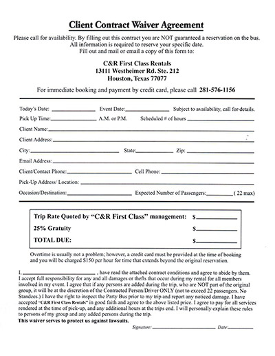 C& R First Class Client Contract Waiver